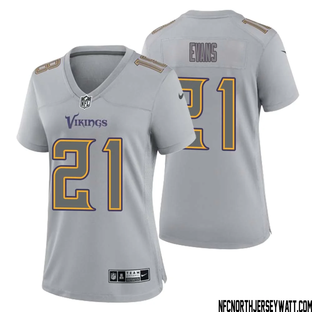 Akayleb Evans No 21 Women Gray Minnesota Vikings Atmosphere Fashion Game Jersey