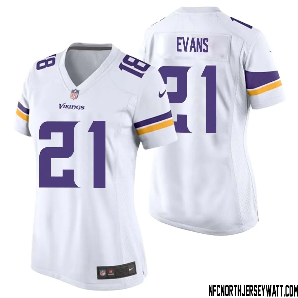 Akayleb Evans No 21 Women White Minnesota Vikings Game Player Away Jersey 1