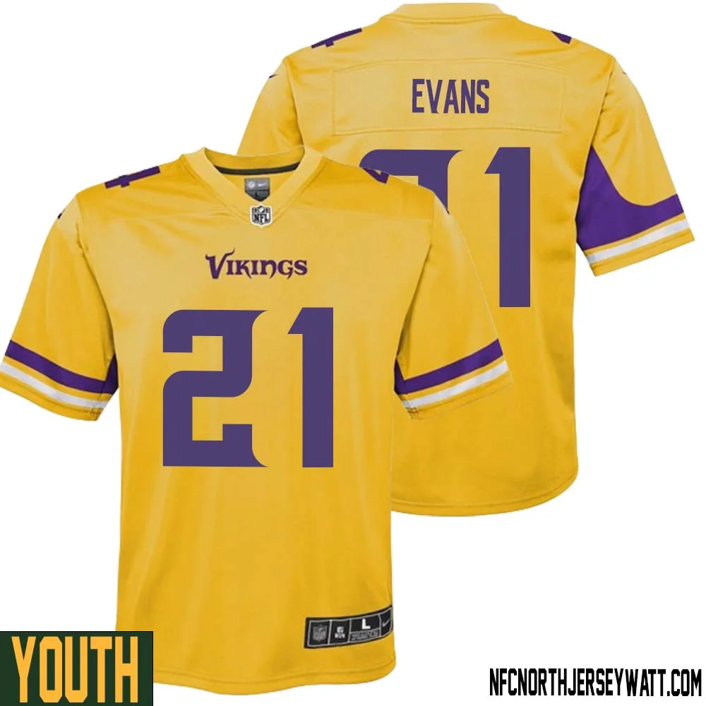 Akayleb Evans No 21 Youth Minnesota Vikings Gold Inverted Legend Jersey 1