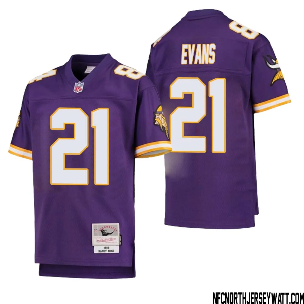 Akayleb Evans No 21 Youth Mitchell Ness Purple Minnesota Vikings 1998 Legacy Retired Player Jersey