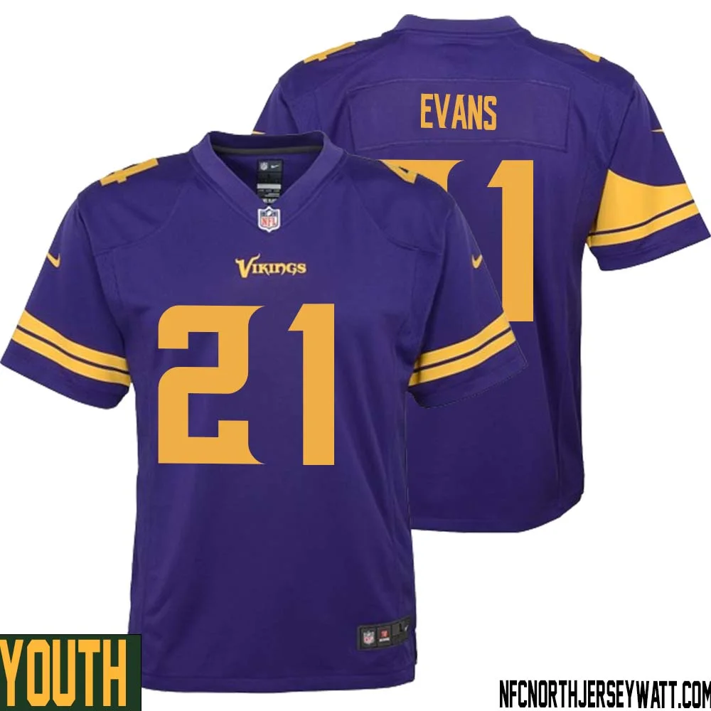 Akayleb Evans No 21 Youth Purple Minnesota Vikings Alternate Game Jersey