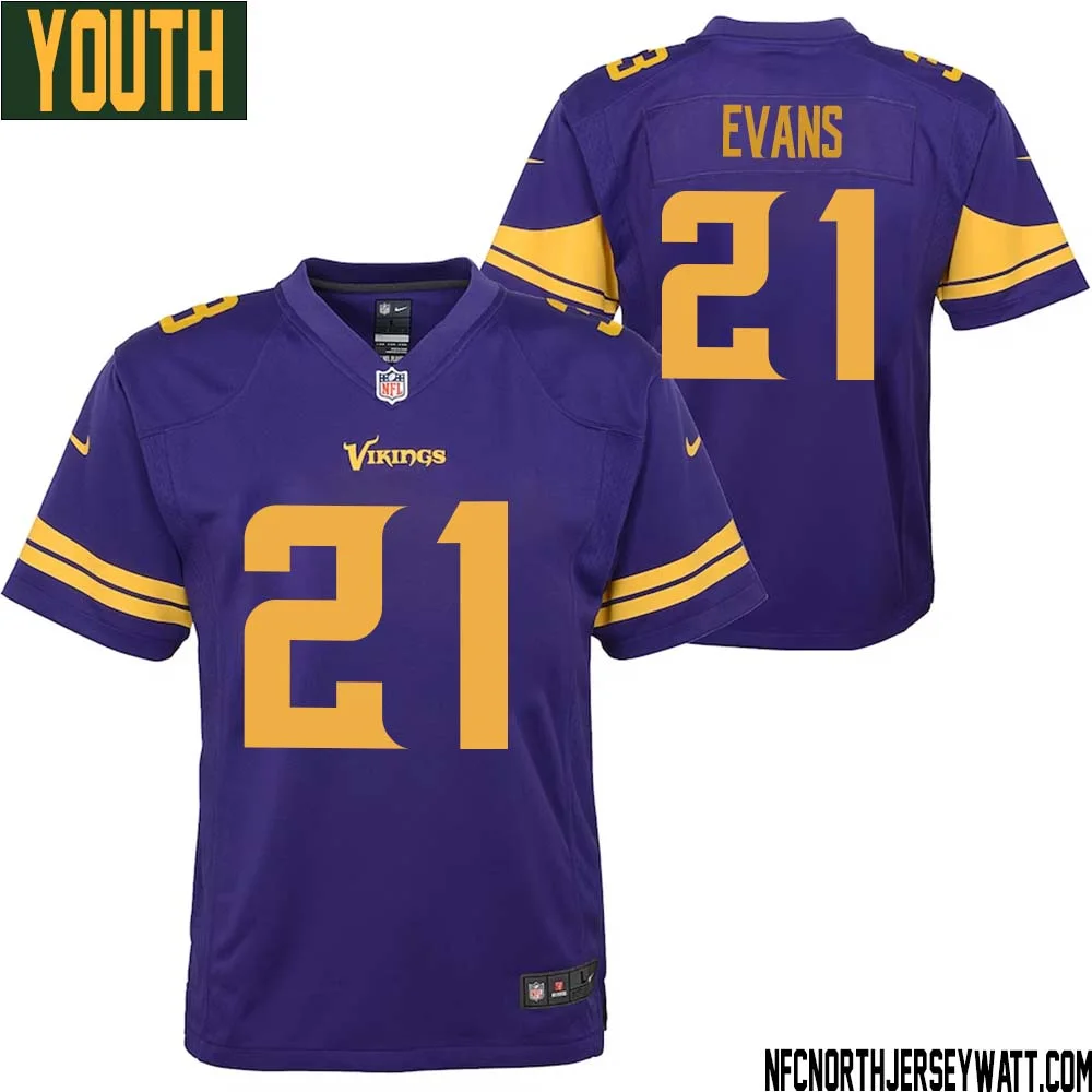 Akayleb Evans No 21 Youth Purple Minnesota Vikings Color Rush Vapor Untouchable Limited Jersey 1