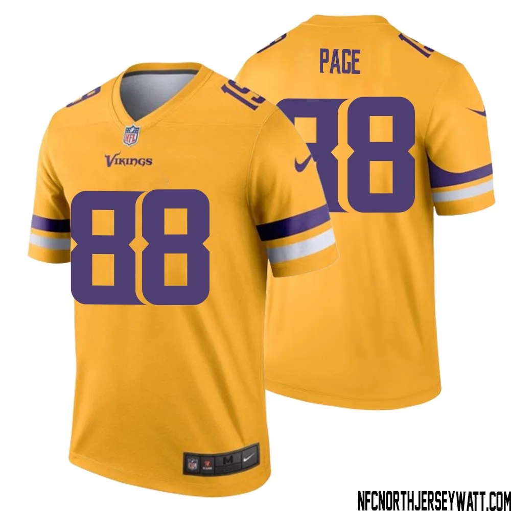 Alan Page No 88 Men Minnesota Vikings Gold Inverted Legend Jersey 1