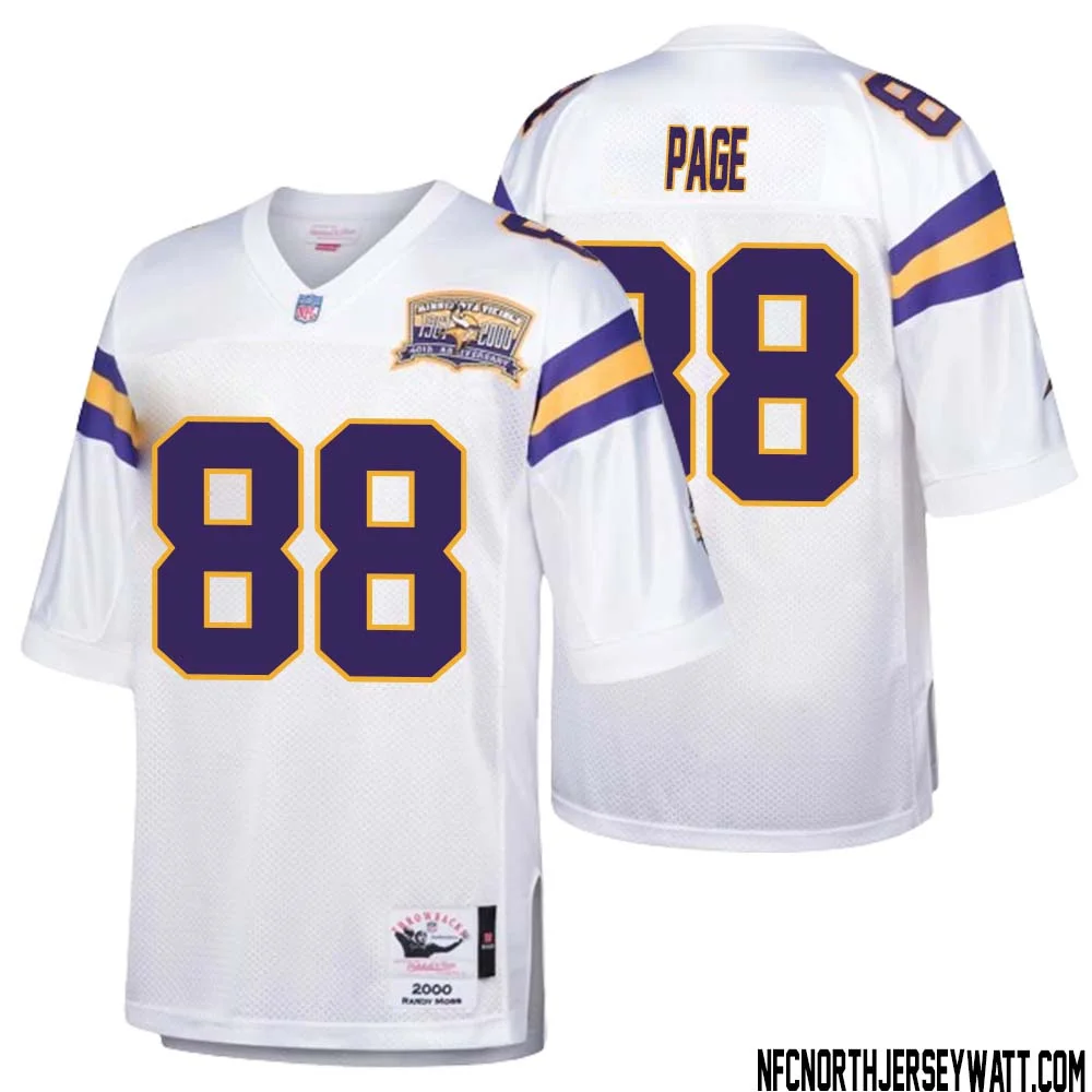 Alan Page No 88 Men Mitchell Ness White Minnesota Vikings Authentic Throwback Retired Player Jersey 1