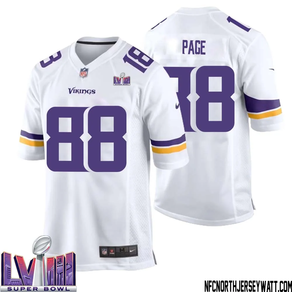 Alan Page No 88 Minnesota Vikings Super Bowl LVIII Away Game Jersey White for Men 1