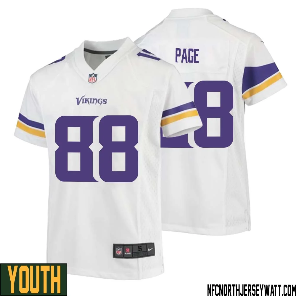 Alan Page No 88 Youth White Minnesota Vikings Game Player Away Jersey