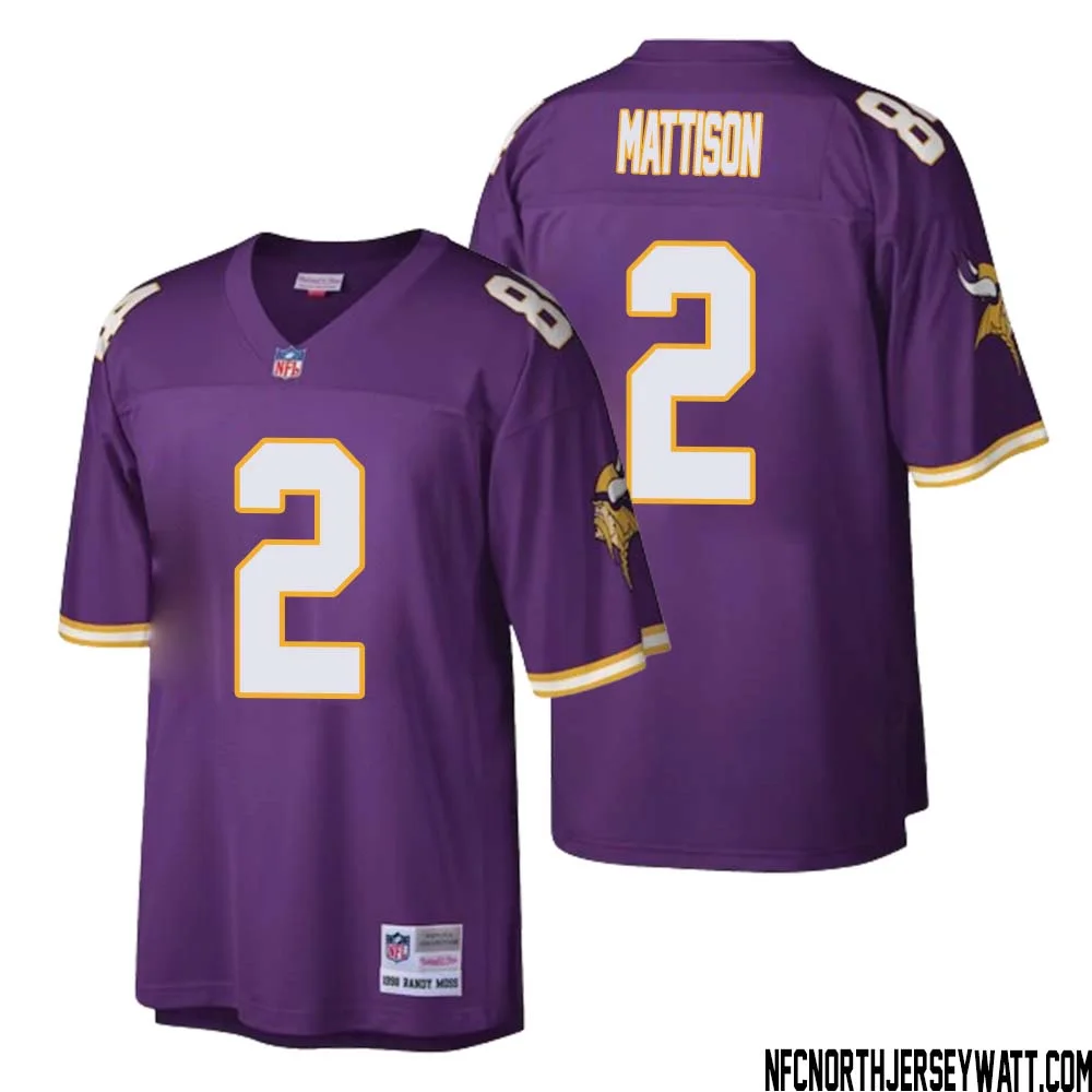 Alexander Mattison No 2 Men Mitchell Ness Purple Minnesota Vikings Retired Player Legacy Replica Jersey