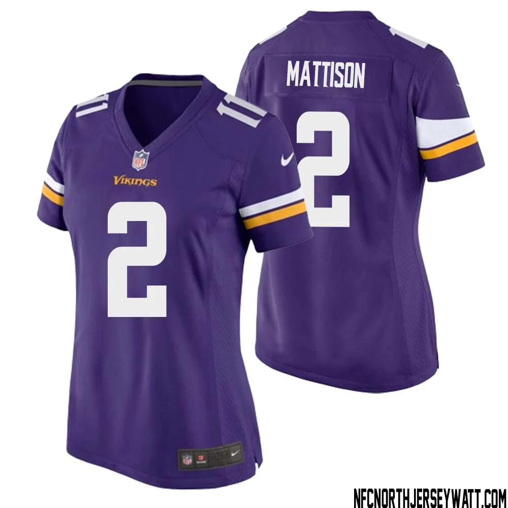 Alexander Mattison No 2 Minnesota Vikings Game Jersey Court Purple for Womens 1