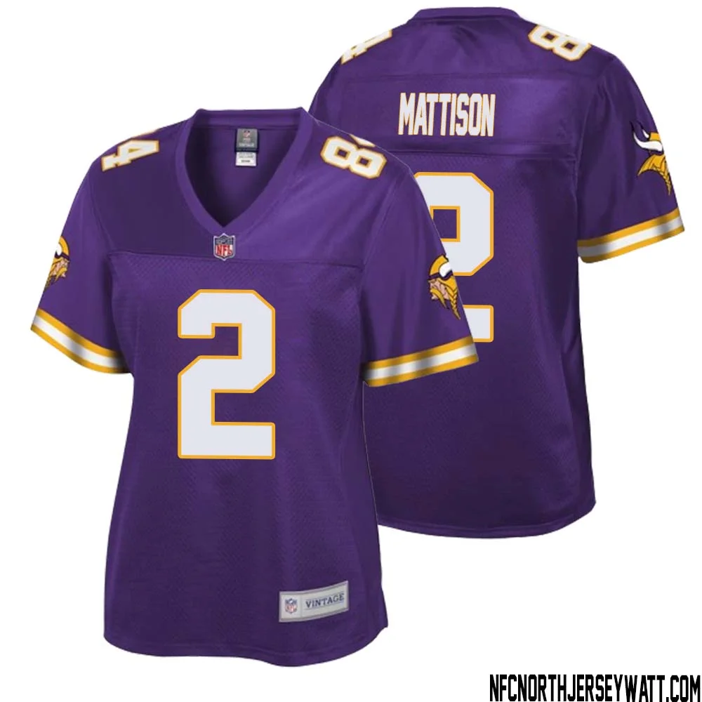 Alexander Mattison No 2 Women NFL Pro Line Purple Minnesota Vikings Retired Player Replica Jersey