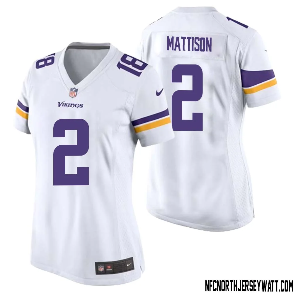 Alexander Mattison No 2 Women White Minnesota Vikings Game Player Away Jersey