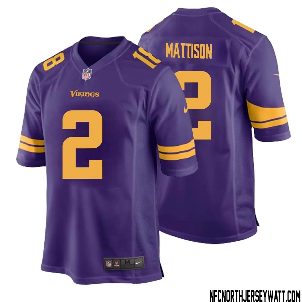 Alexander Mattison No 2 Youth White Minnesota Vikings Game Player Away Jersey 1