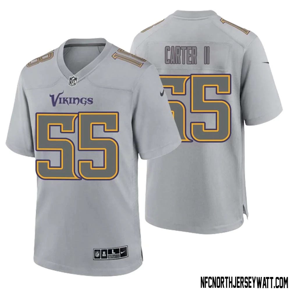 Andre Carter II No 55 Men Gray Minnesota Vikings Atmosphere Fashion Game Jersey 1