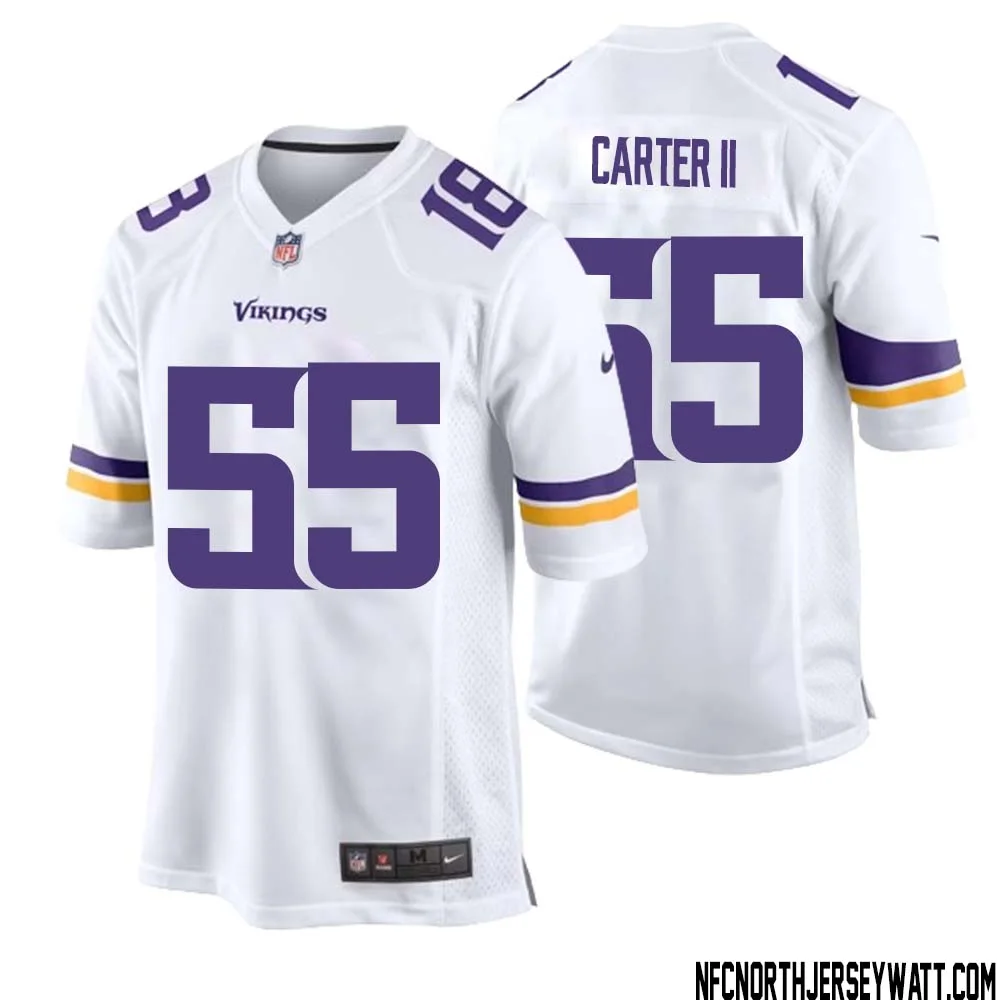 Andre Carter II No 55 Men White Minnesota Vikings Game Player Away Jersey