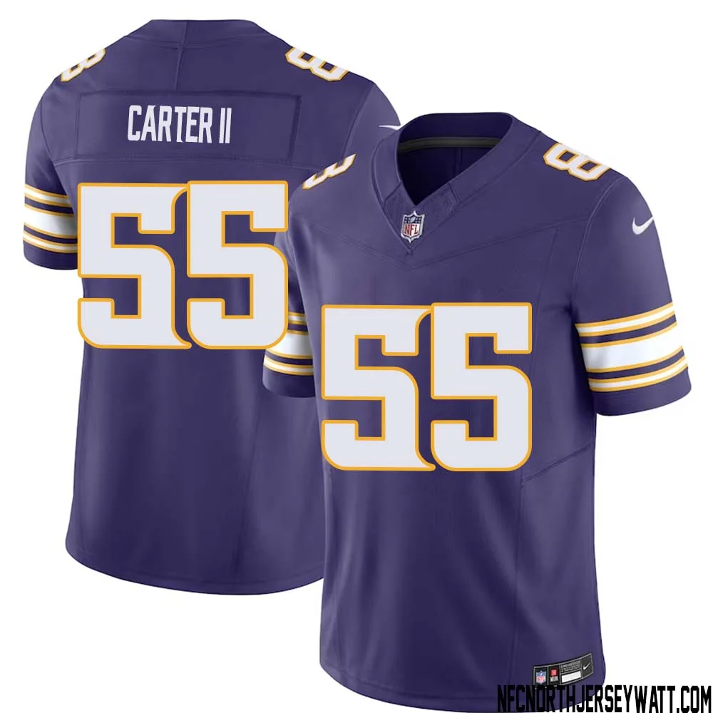 Andre Carter II No 55 Mens Purple Minnesota Vikings Vapor F.U.S.E. Limited Jersey 1