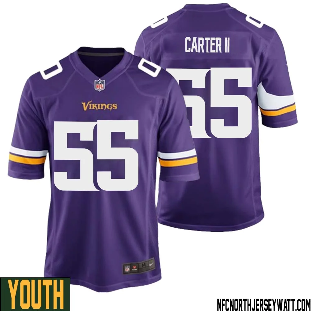 Andre Carter II No 55 Minnesota Vikings Game Jersey Court Purple for Youth 1