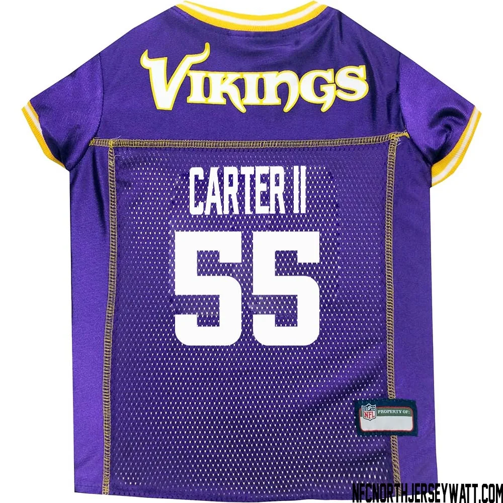 Andre Carter II No 55 Purple Minnesota Vikings Dog Jersey 1