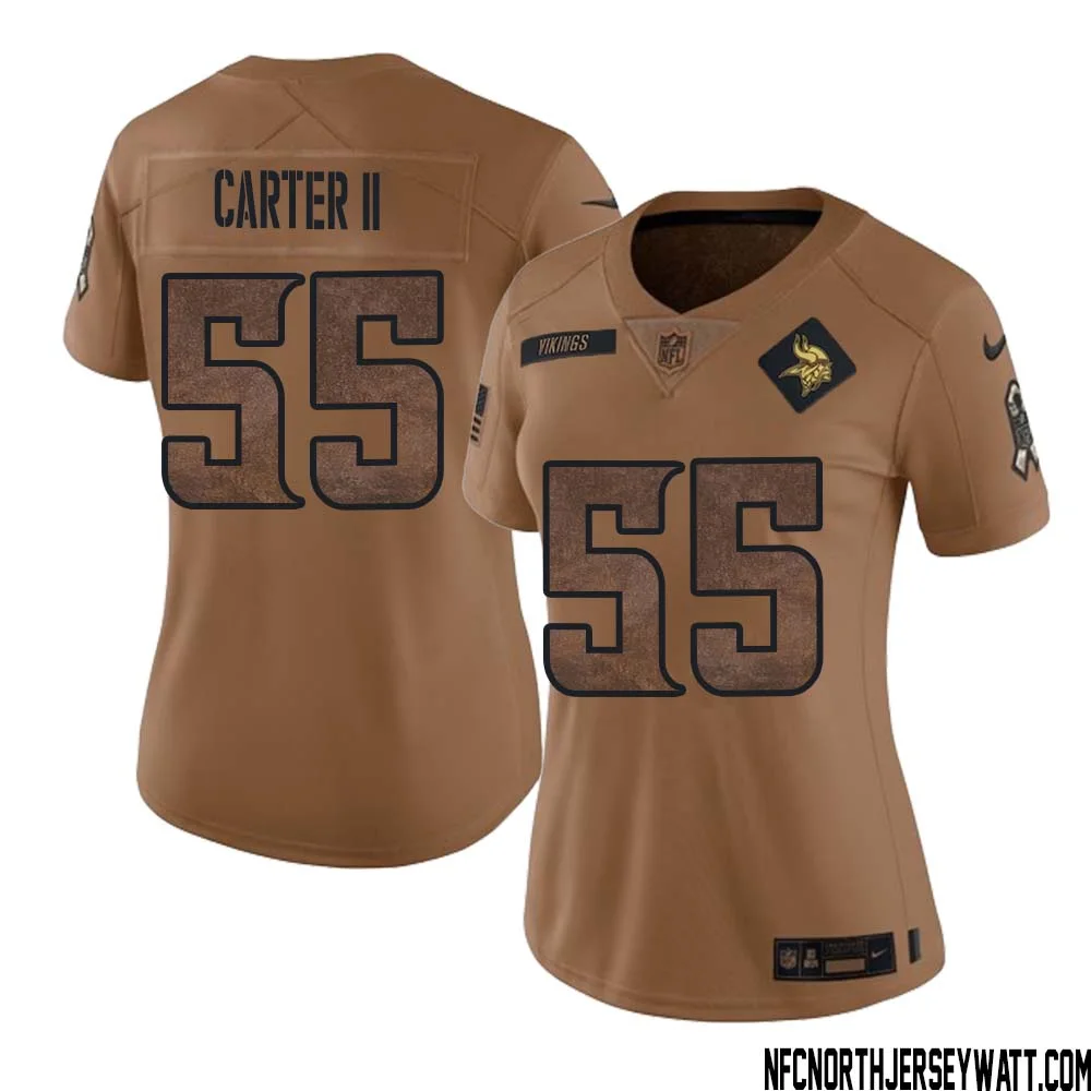 Andre Carter II No 55 Women Brown Minnesota Vikings 2023 Salute To Service Limited Jersey 1