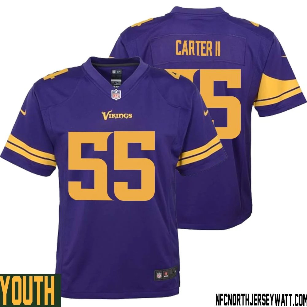 Andre Carter II No 55 Youth Purple Minnesota Vikings Alternate Game Jersey