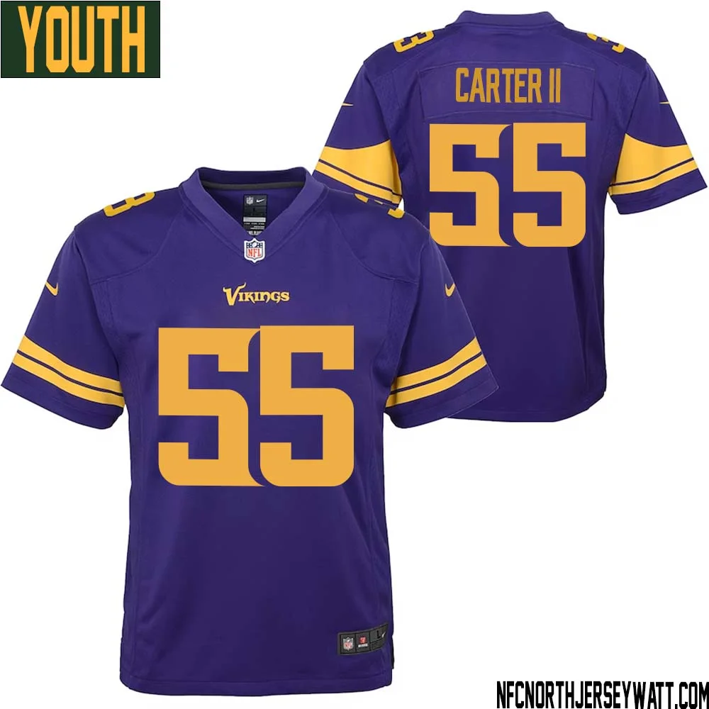 Andre Carter II No 55 Youth Purple Minnesota Vikings Color Rush Vapor Untouchable Limited Jersey 1