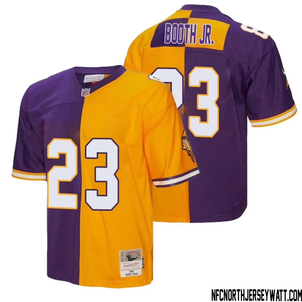 Andrew Booth Jr. No 23 Men Mitchell Ness Purple Gold Minnesota Vikings 1998 Split Legacy Replica Jersey 1