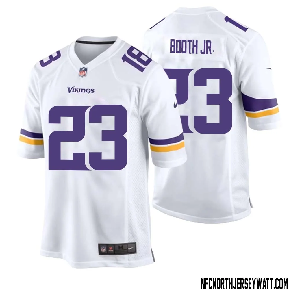 Andrew Booth Jr. No 23 Men White Minnesota Vikings Game Player Away Jersey