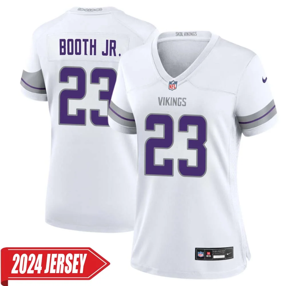 Andrew Booth Jr. No 23 Woman s Minnesota Vikings White Alternate Custom Game 2024 Jersey