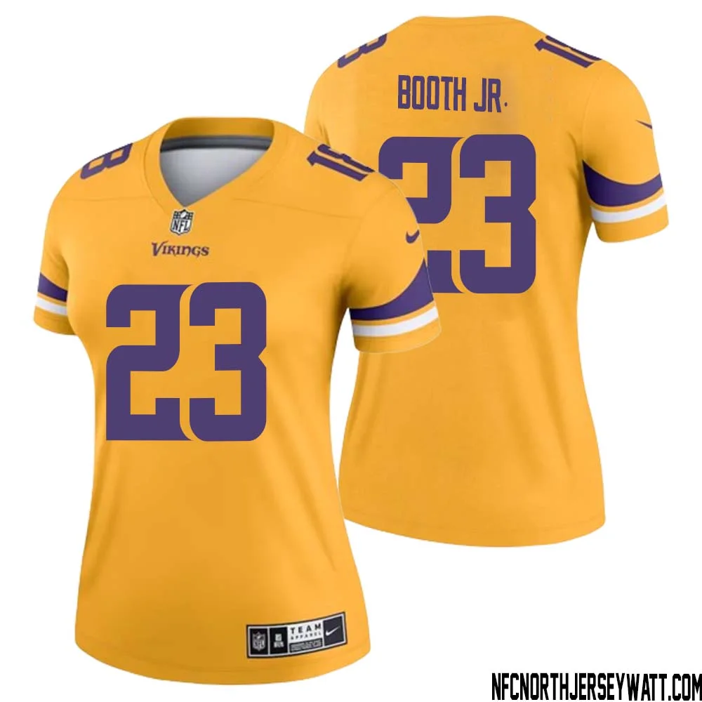 Andrew Booth Jr. No 23 Women Minnesota Vikings Gold Inverted Legend Jersey 1