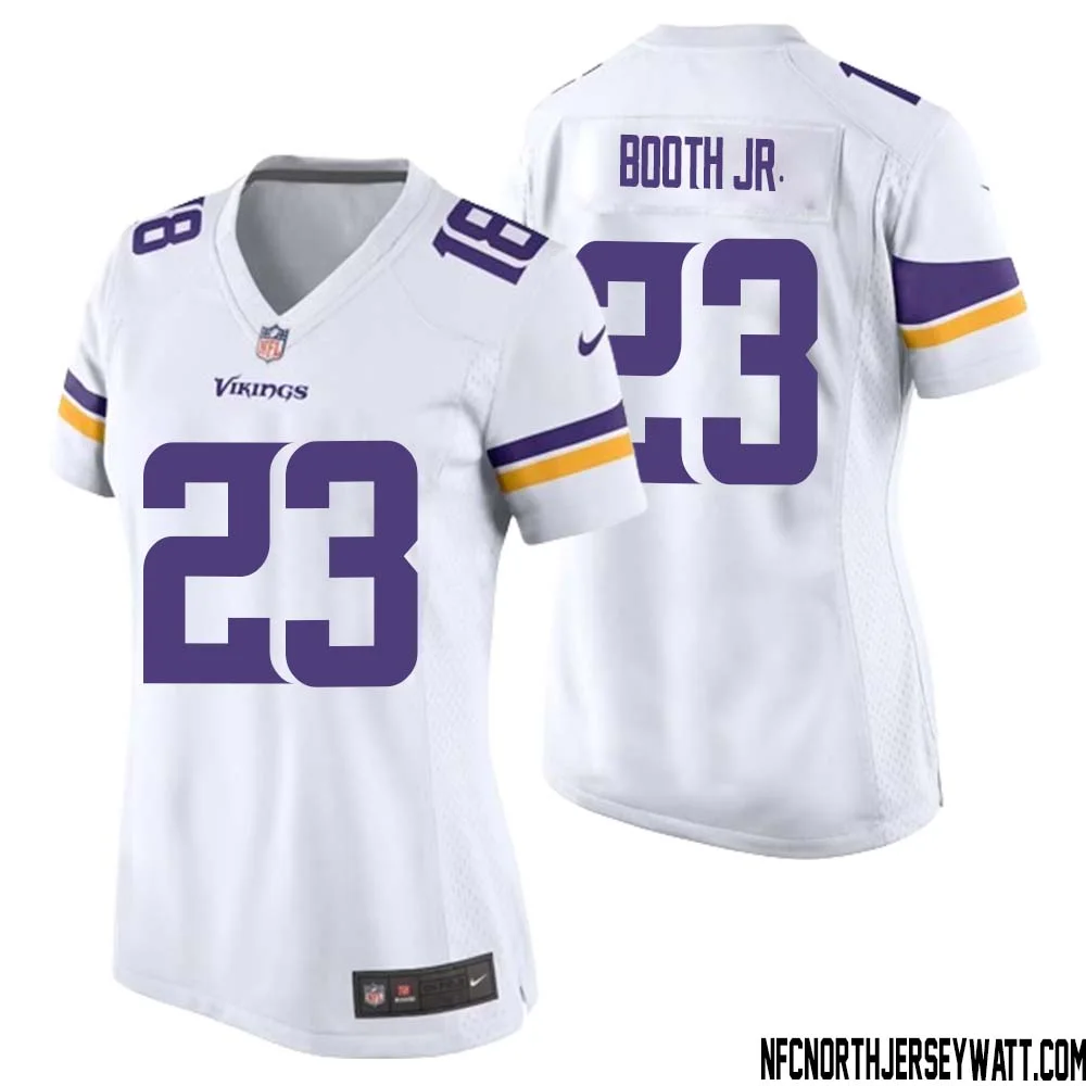 Andrew Booth Jr. No 23 Women White Minnesota Vikings Game Player Away Jersey 1