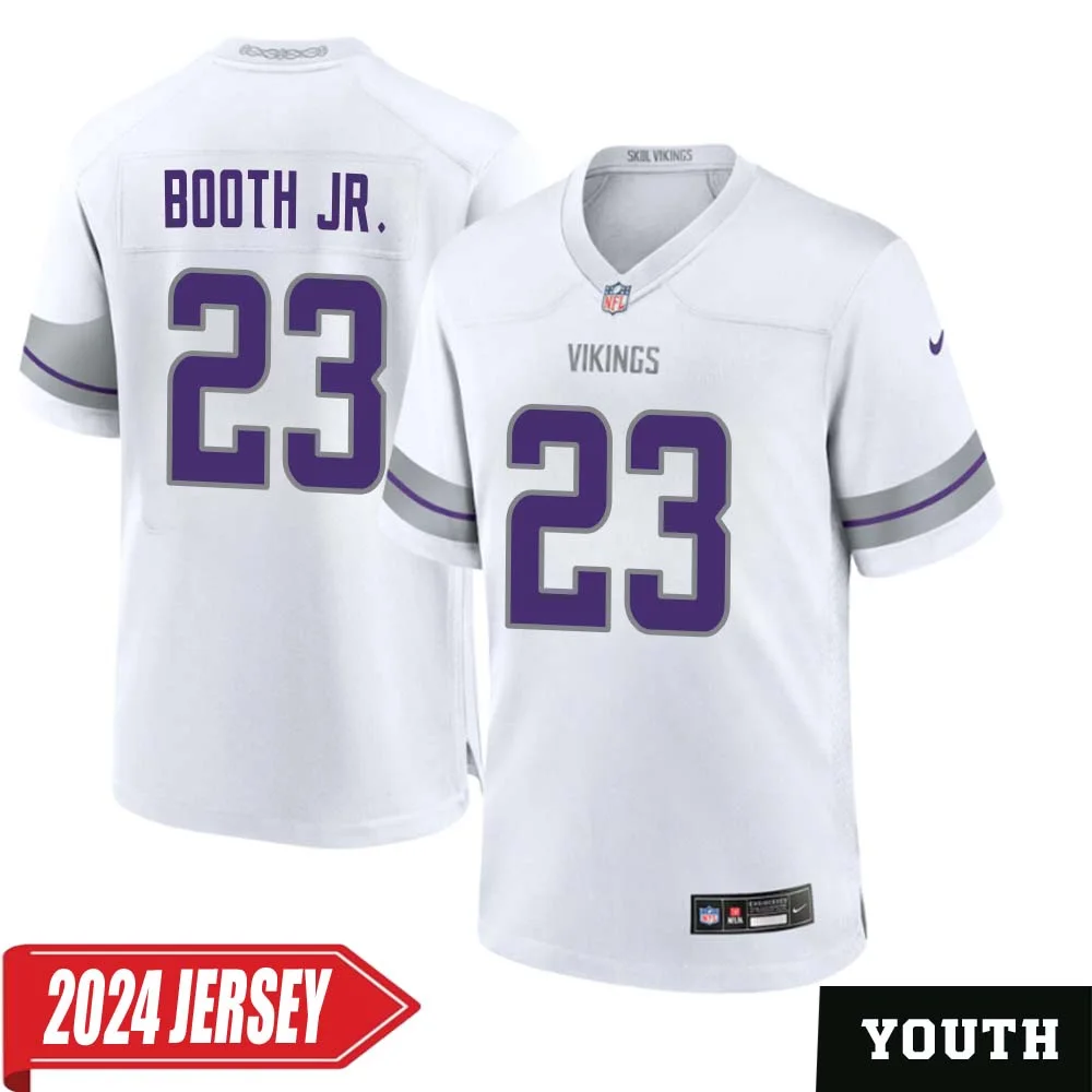 Andrew Booth Jr. No 23 Youth s Minnesota Vikings White Alternate Custom Game 2024 Jersey