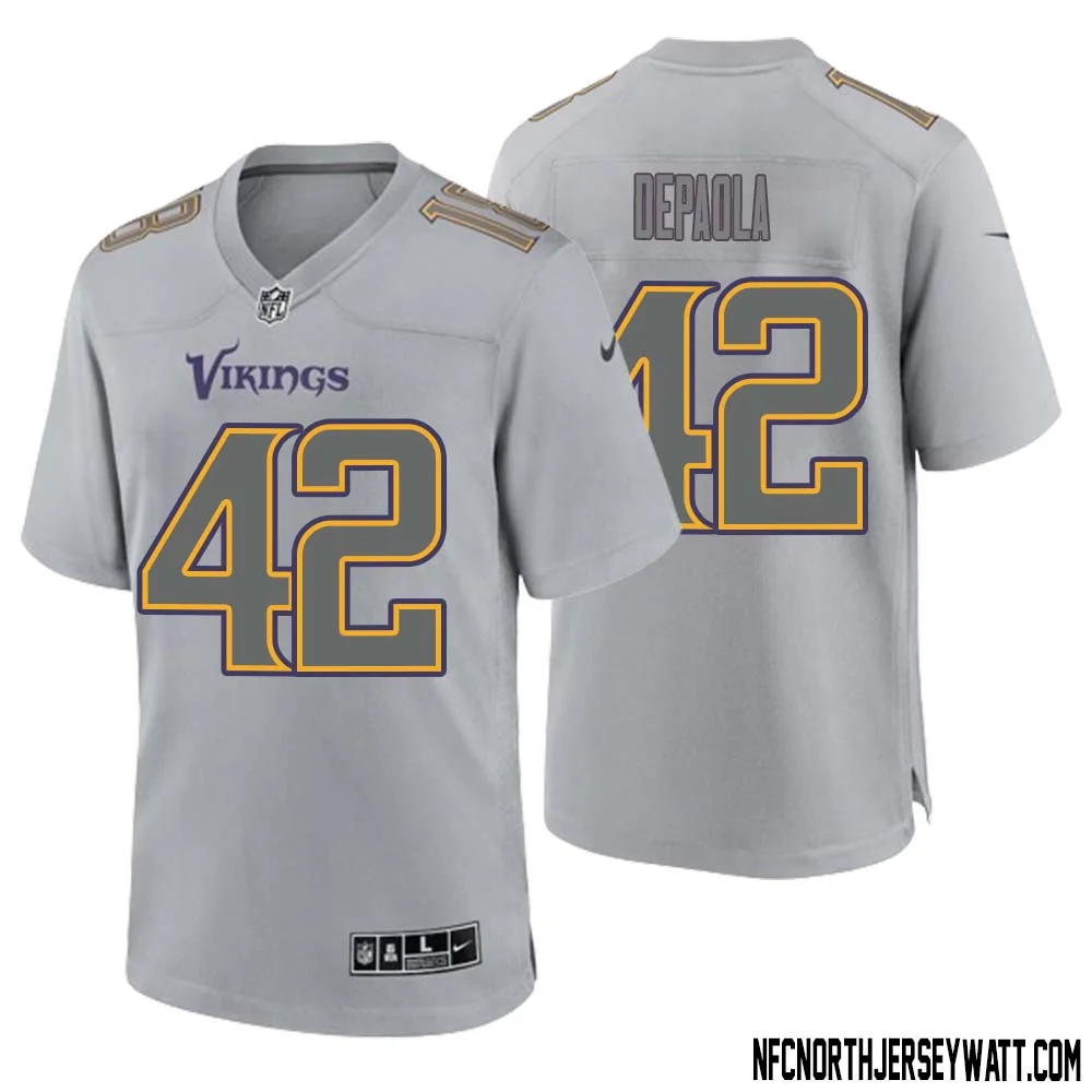 Andrew DePaola No 42 Men Gray Minnesota Vikings Atmosphere Fashion Game Jersey