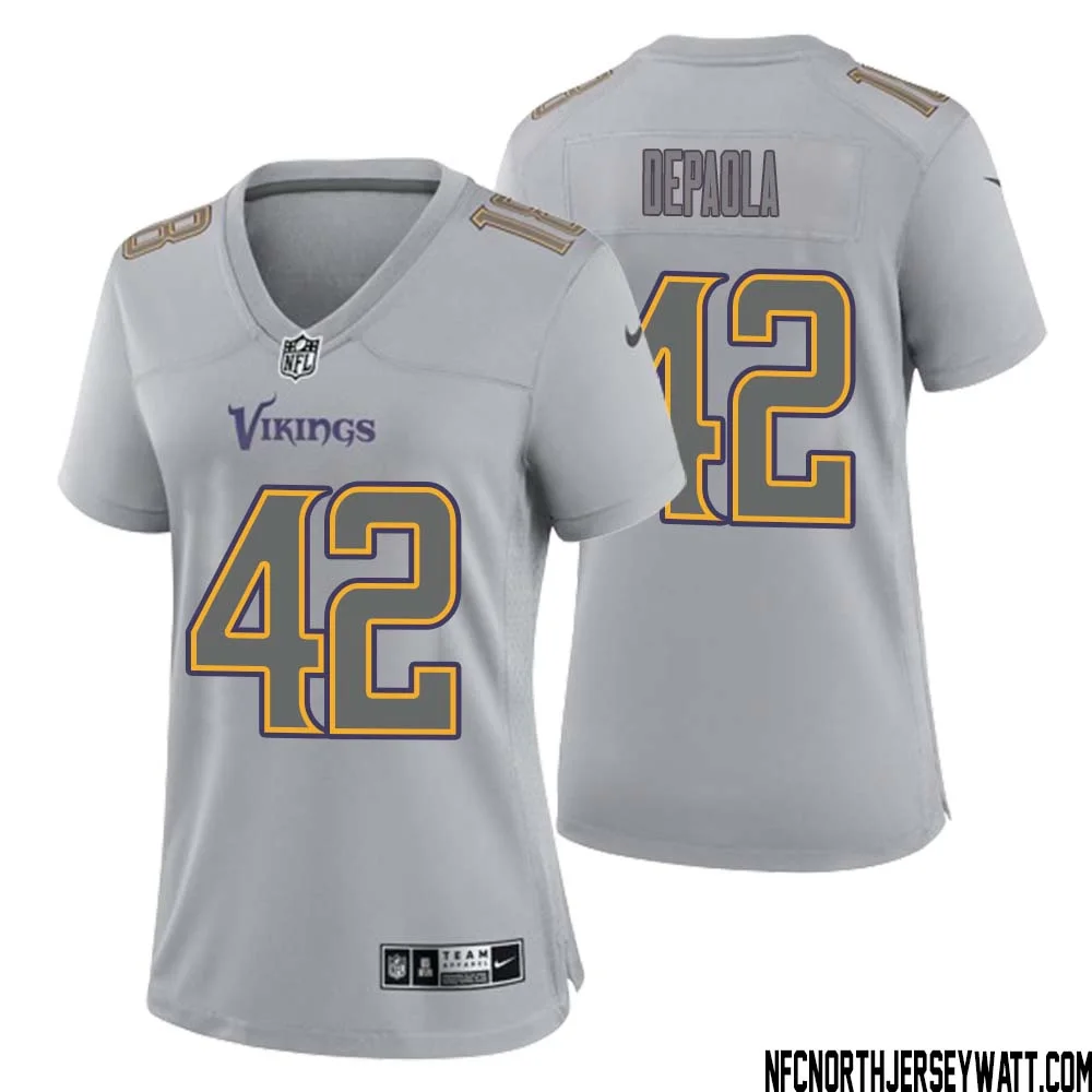 Andrew DePaola No 42 Women Gray Minnesota Vikings Atmosphere Fashion Game Jersey 1
