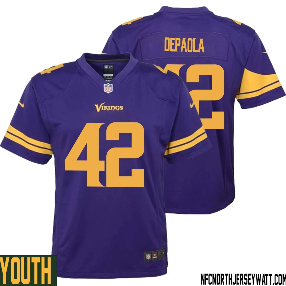 Andrew DePaola No 42 Youth Purple Minnesota Vikings Alternate Game Jersey