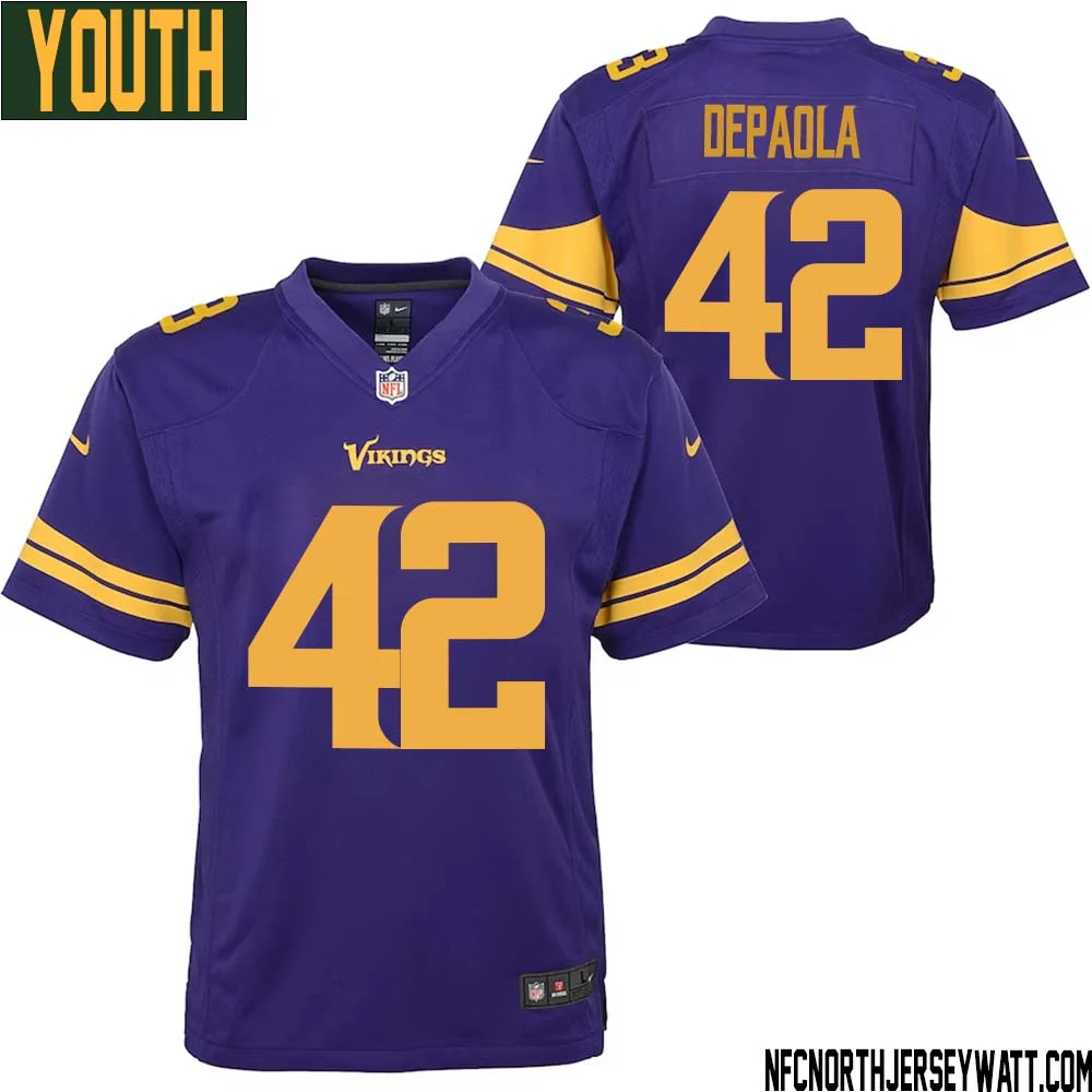 Andrew DePaola No 42 Youth Purple Minnesota Vikings Color Rush Vapor Untouchable Limited Jersey 1