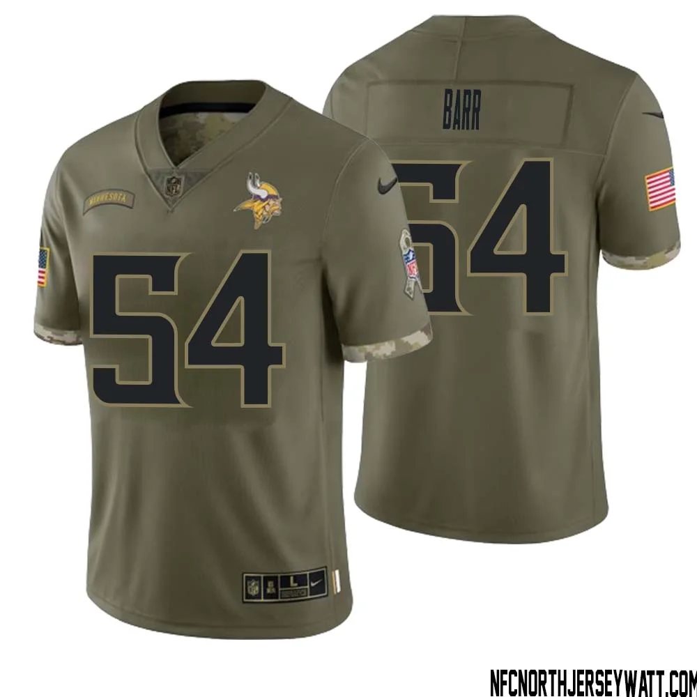 Anthony Barr No 54 Men Olive Minnesota Vikings 2022 Salute To Service Retired Player Limited Jersey 1