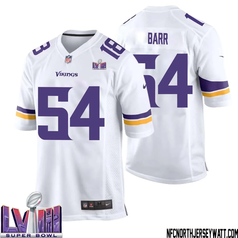 Anthony Barr No 54 Minnesota Vikings Super Bowl LVIII Away Game Jersey White for Men 1