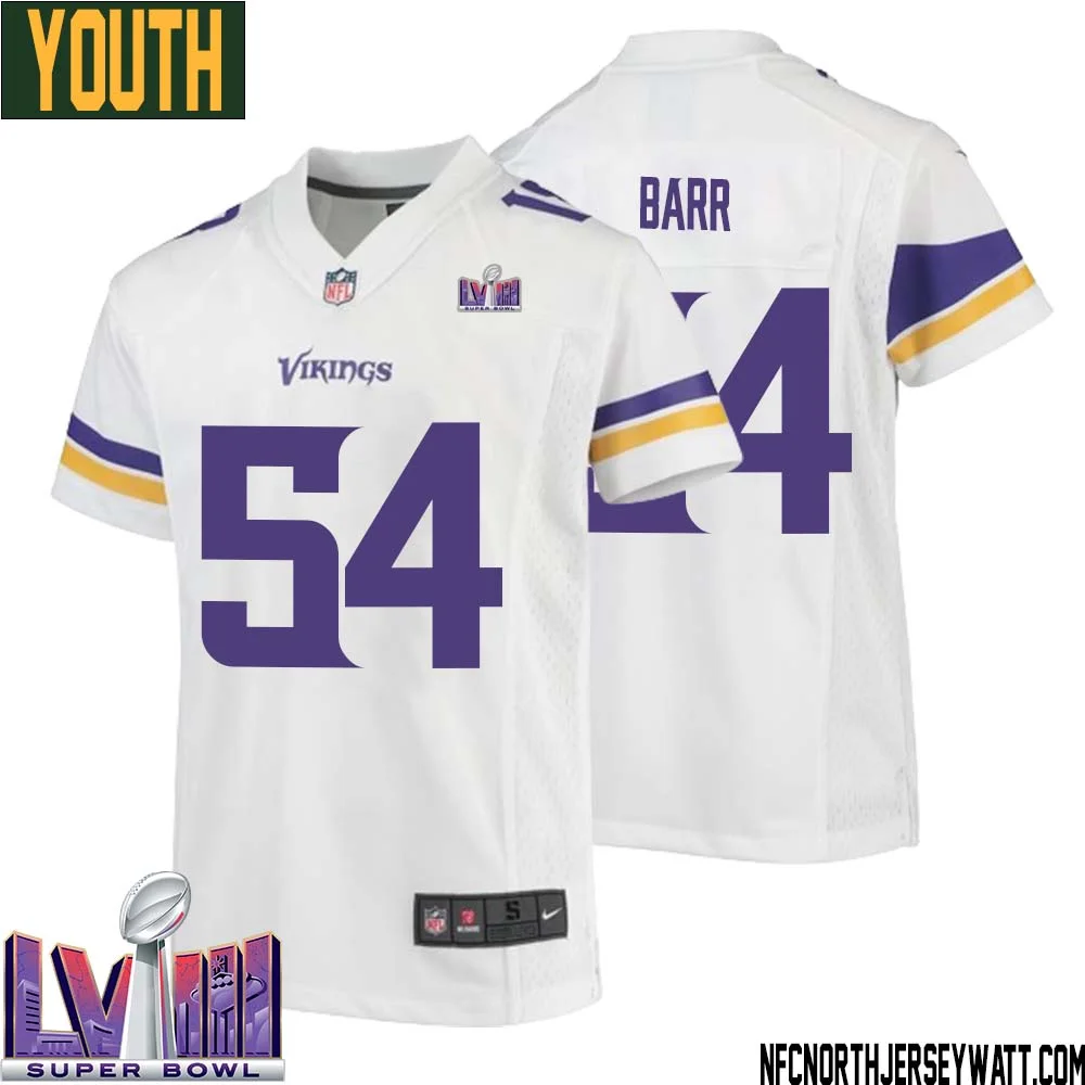 Anthony Barr No 54 Minnesota Vikings Super Bowl LVIII Away Game Jersey White for Youth