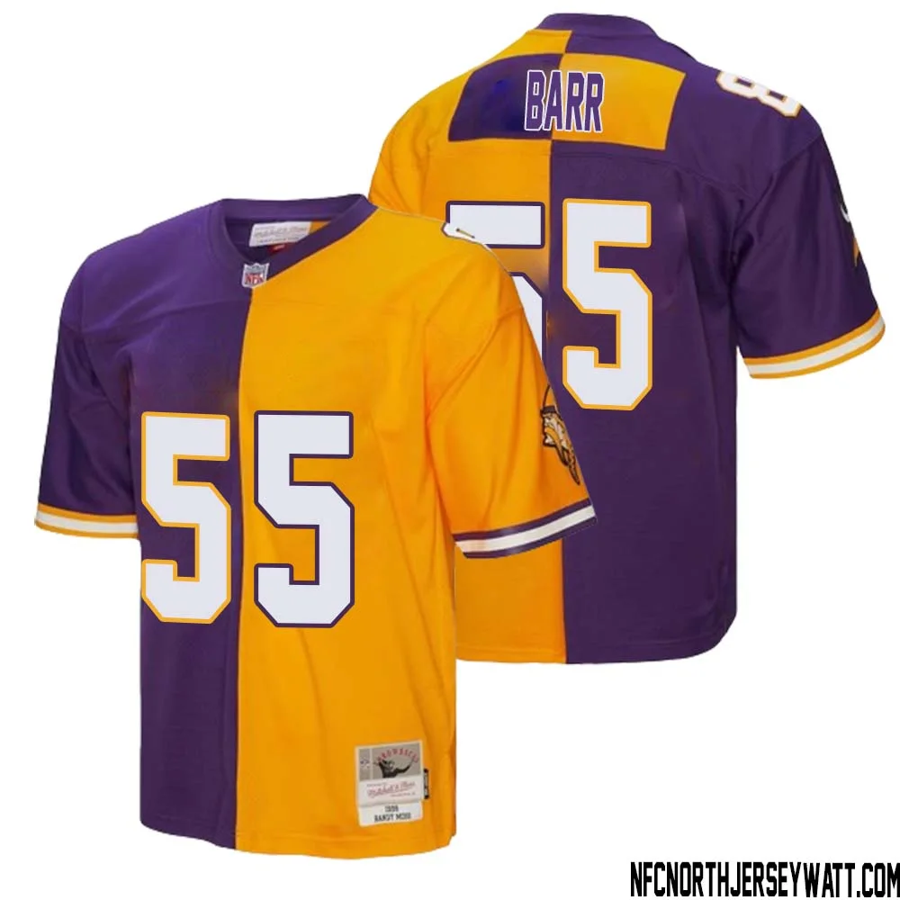 Anthony Barr No 55 Men Mitchell Ness Purple Gold Minnesota Vikings 1998 Split Legacy Replica Jersey 1