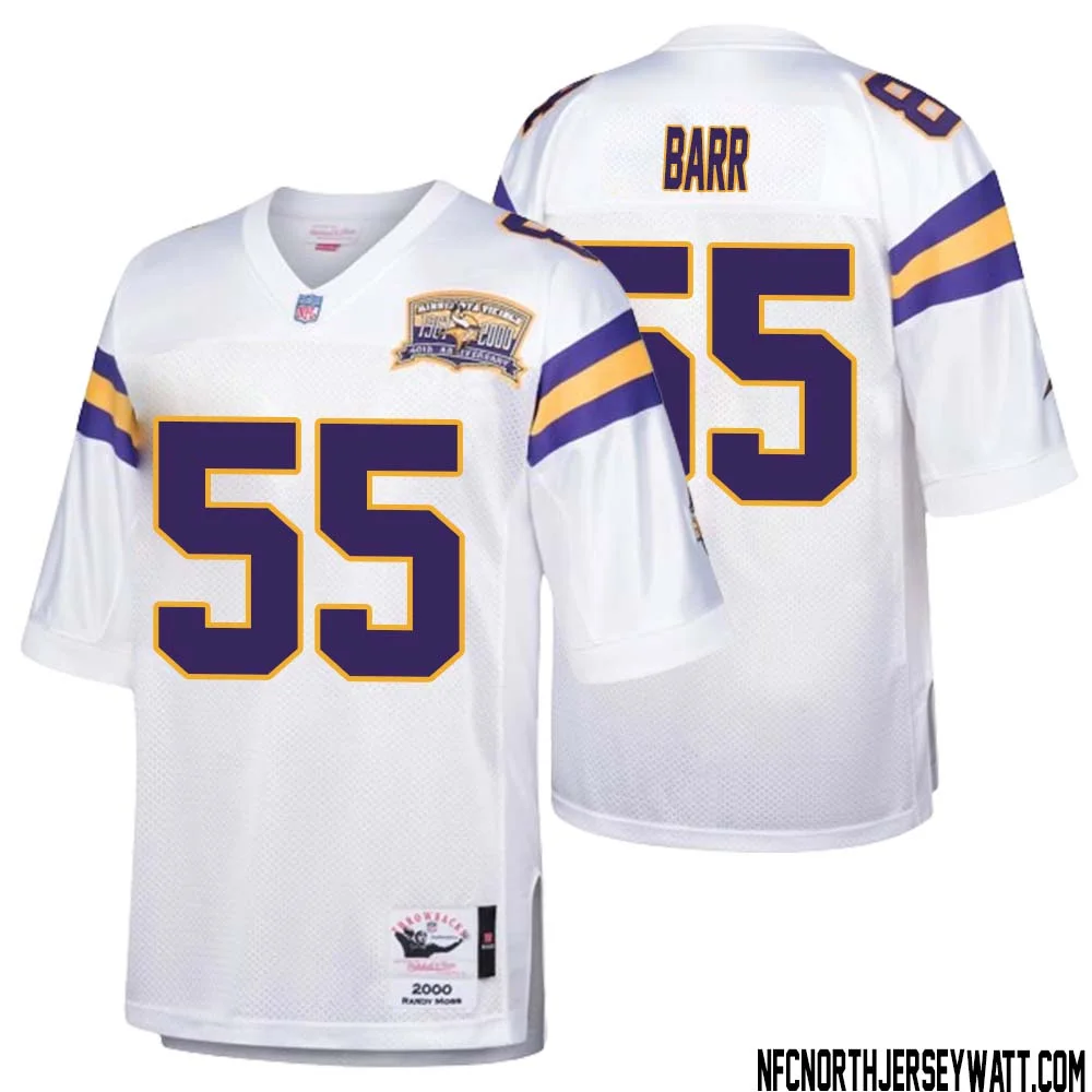 Anthony Barr No 55 Men Mitchell Ness White Minnesota Vikings Authentic Throwback Retired Player Jersey 1