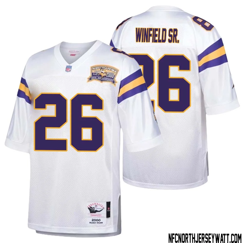 Antoine Winfield Sr. No 26 Men Mitchell Ness White Minnesota Vikings Authentic Throwback Retired Player Jersey 1