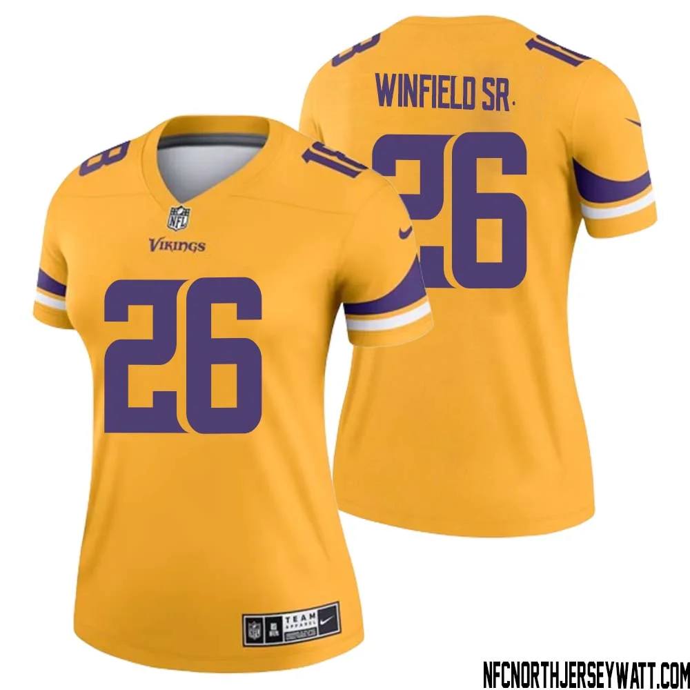Antoine Winfield Sr. No 26 Women Minnesota Vikings Gold Inverted Legend Jersey 1