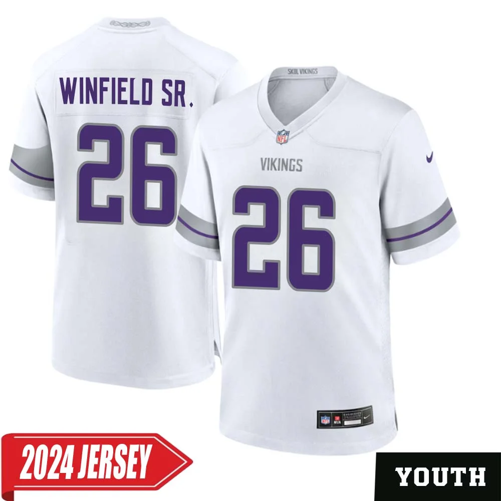 Antoine Winfield Sr. No 26 Youth s Minnesota Vikings White Alternate Custom Game 2024 Jersey