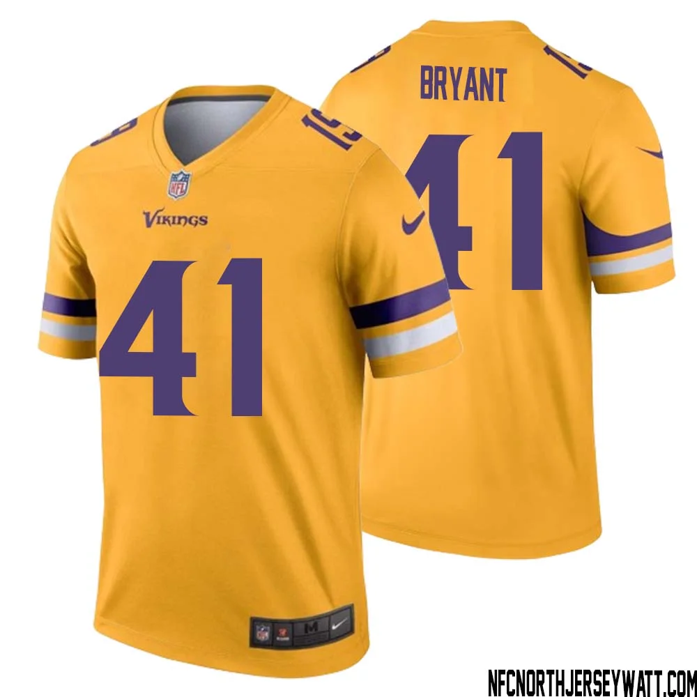 Austin Bryant No 41 Men Minnesota Vikings Gold Inverted Legend Jersey 1