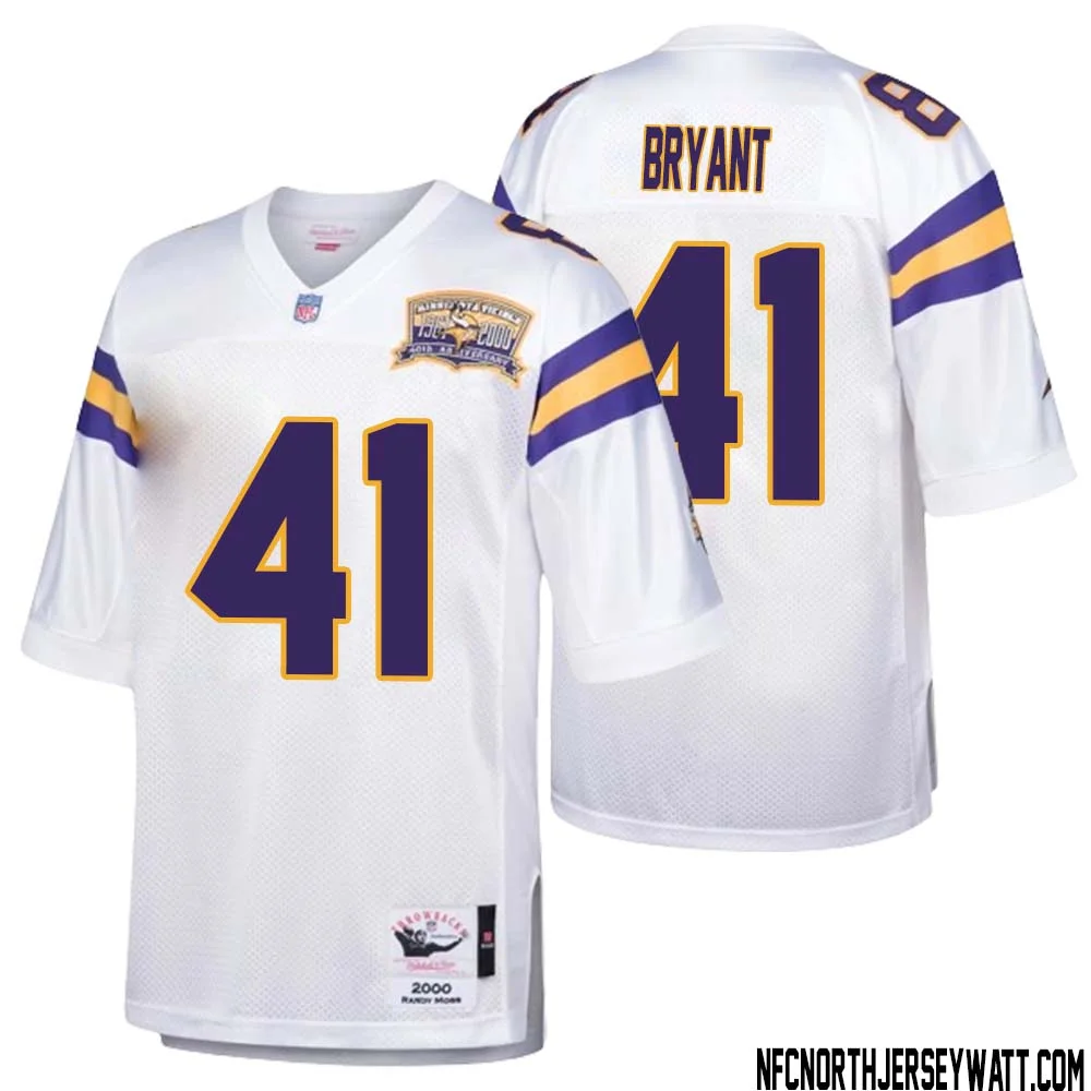 Austin Bryant No 41 Men Mitchell Ness White Minnesota Vikings Authentic Throwback Retired Player Jersey 1
