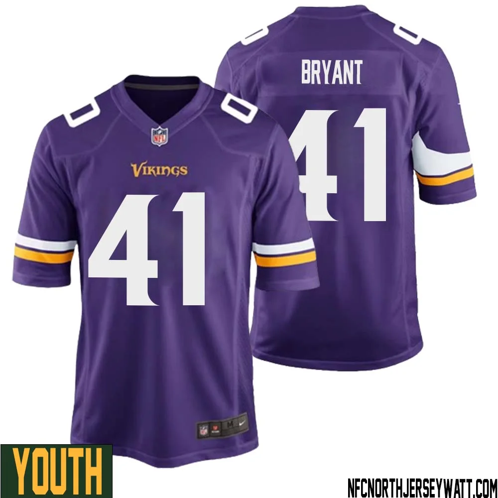 Austin Bryant No 41 Minnesota Vikings Game Jersey Court Purple for Youth
