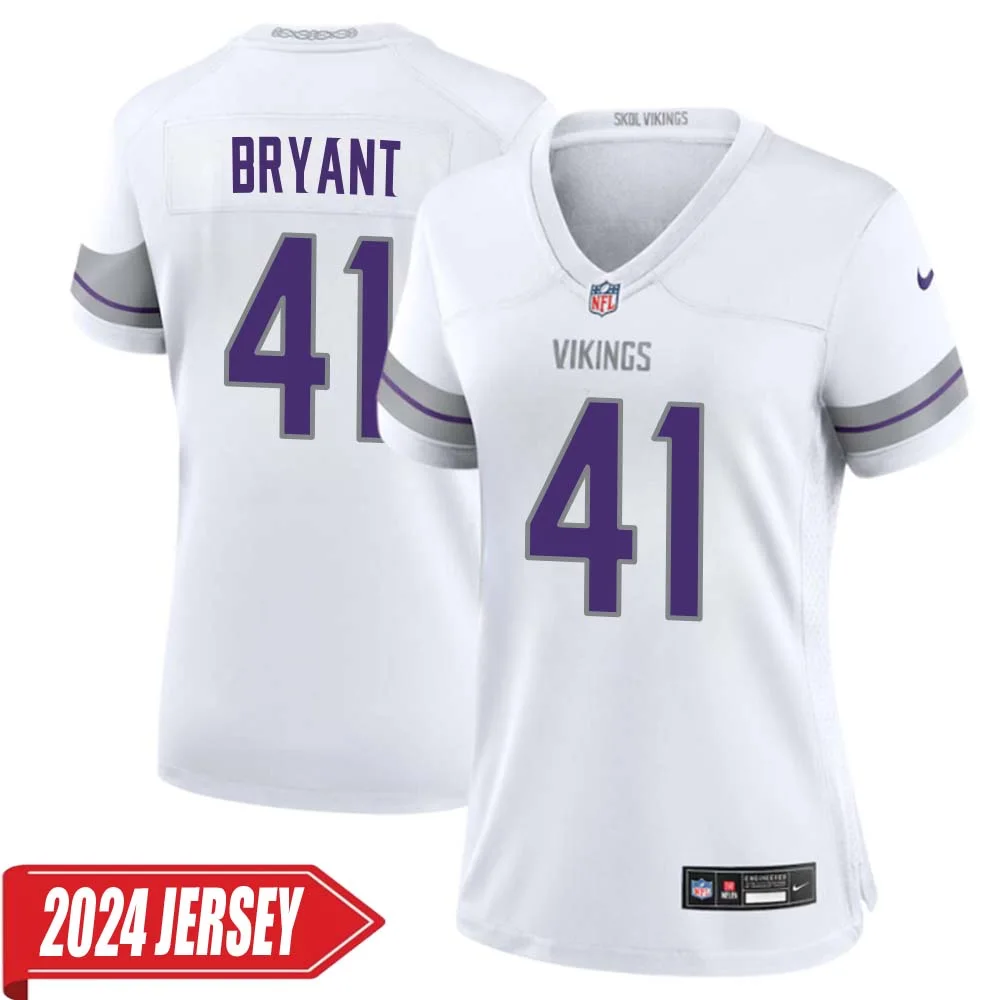 Austin Bryant No 41 Woman s Minnesota Vikings White Alternate Custom Game 2024 Jersey