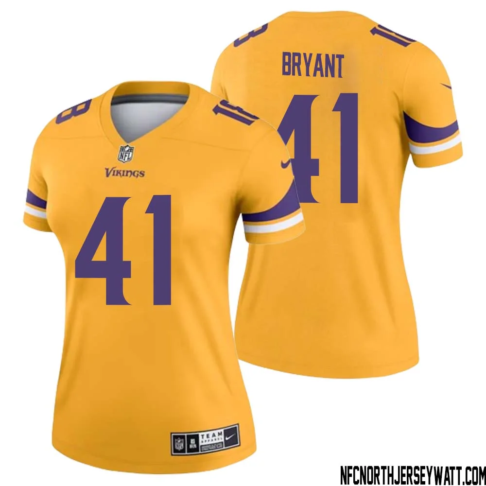 Austin Bryant No 41 Women Minnesota Vikings Gold Inverted Legend Jersey