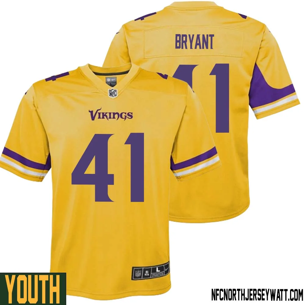 Austin Bryant No 41 Youth Minnesota Vikings Gold Inverted Legend Jersey