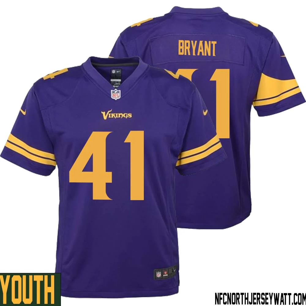 Austin Bryant No 41 Youth Purple Minnesota Vikings Alternate Game Jersey 1