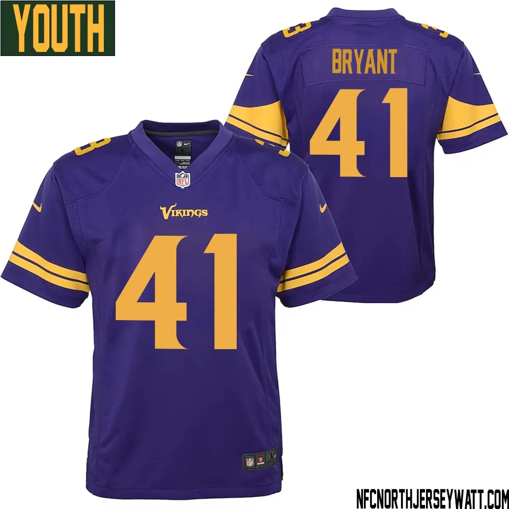 Austin Bryant No 41 Youth Purple Minnesota Vikings Color Rush Vapor Untouchable Limited Jersey