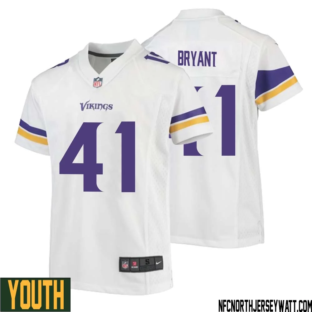 Austin Bryant No 41 Youth White Minnesota Vikings Game Player Away Jersey 1